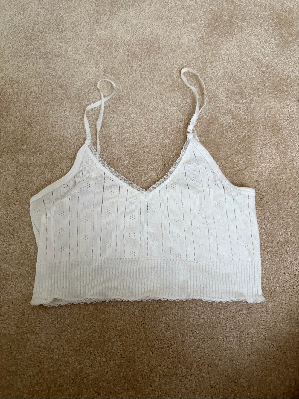 Pretties Venice White Lace-Trim Knit Cami Top